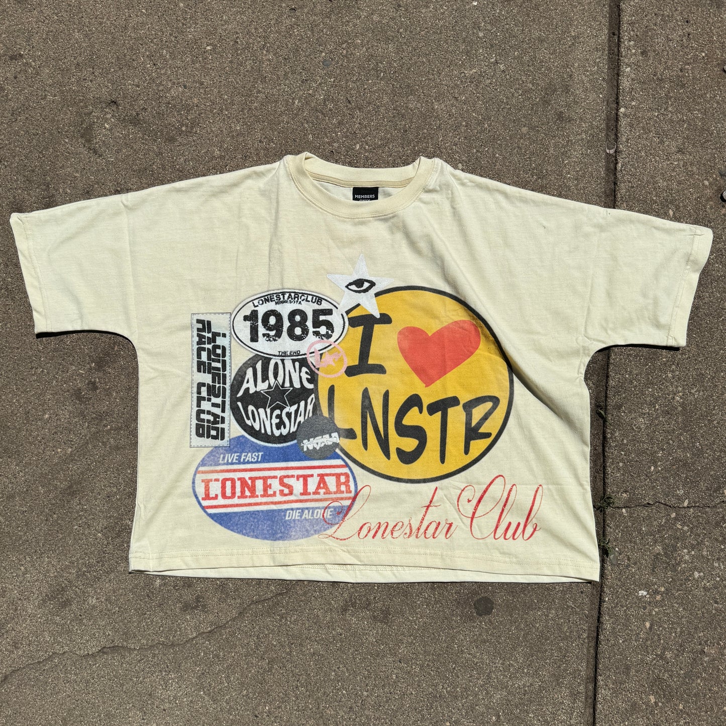 Beige Lonestar Club Patchwork Box Tee